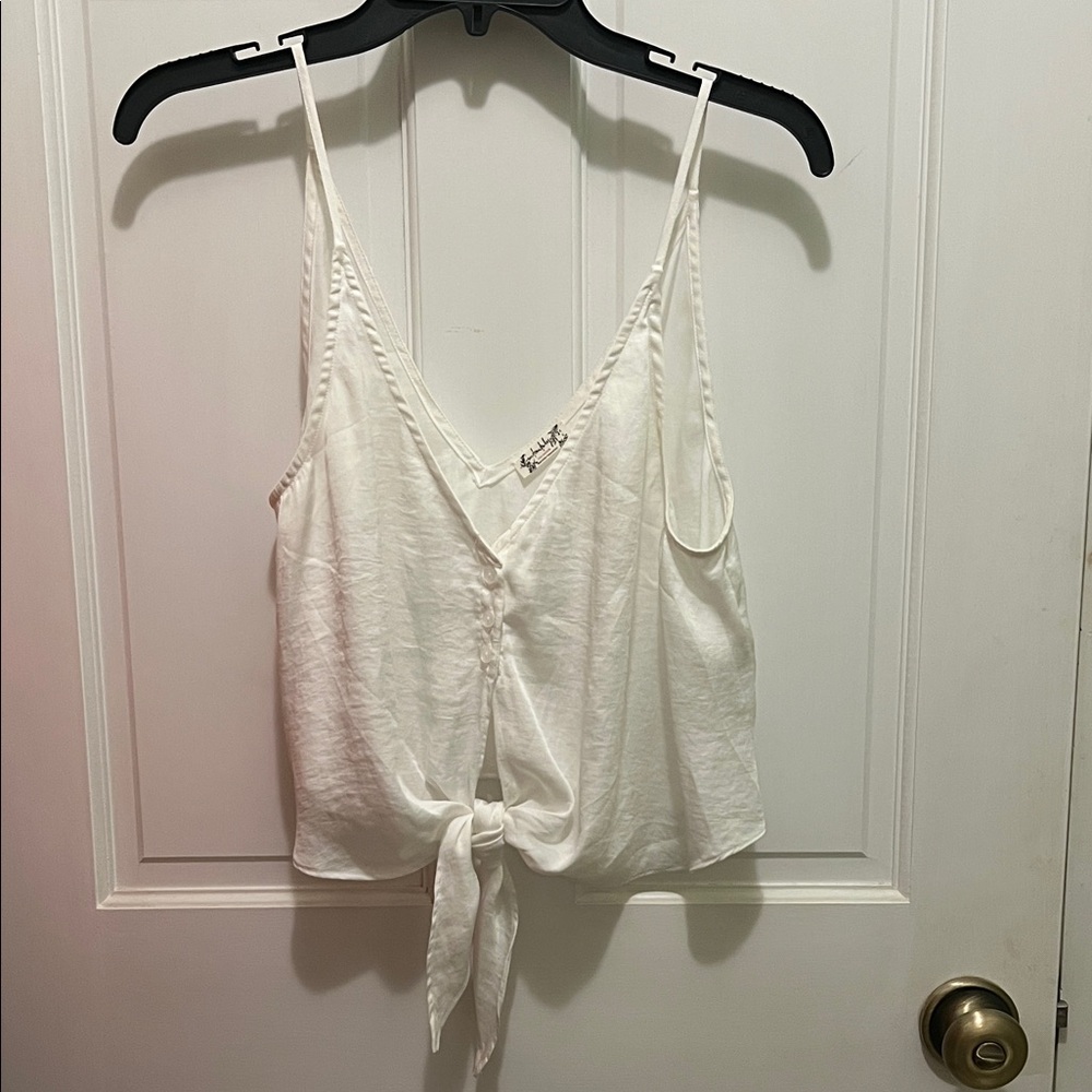 Free People White Tie-Front Top